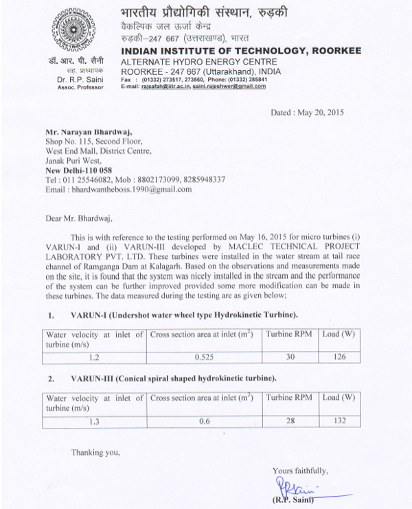 IIT Roorkee Test Report