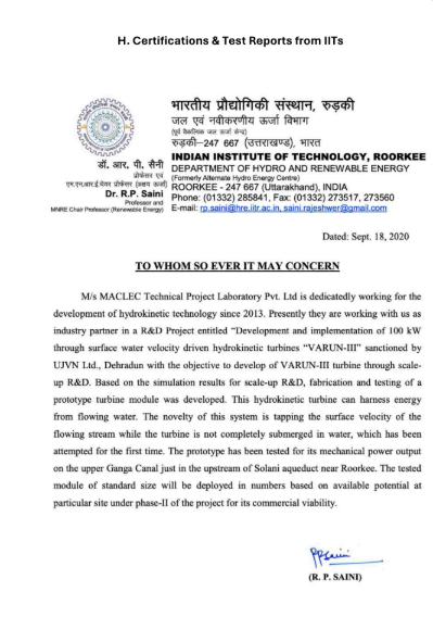 IIT Roorkee Validation Letter