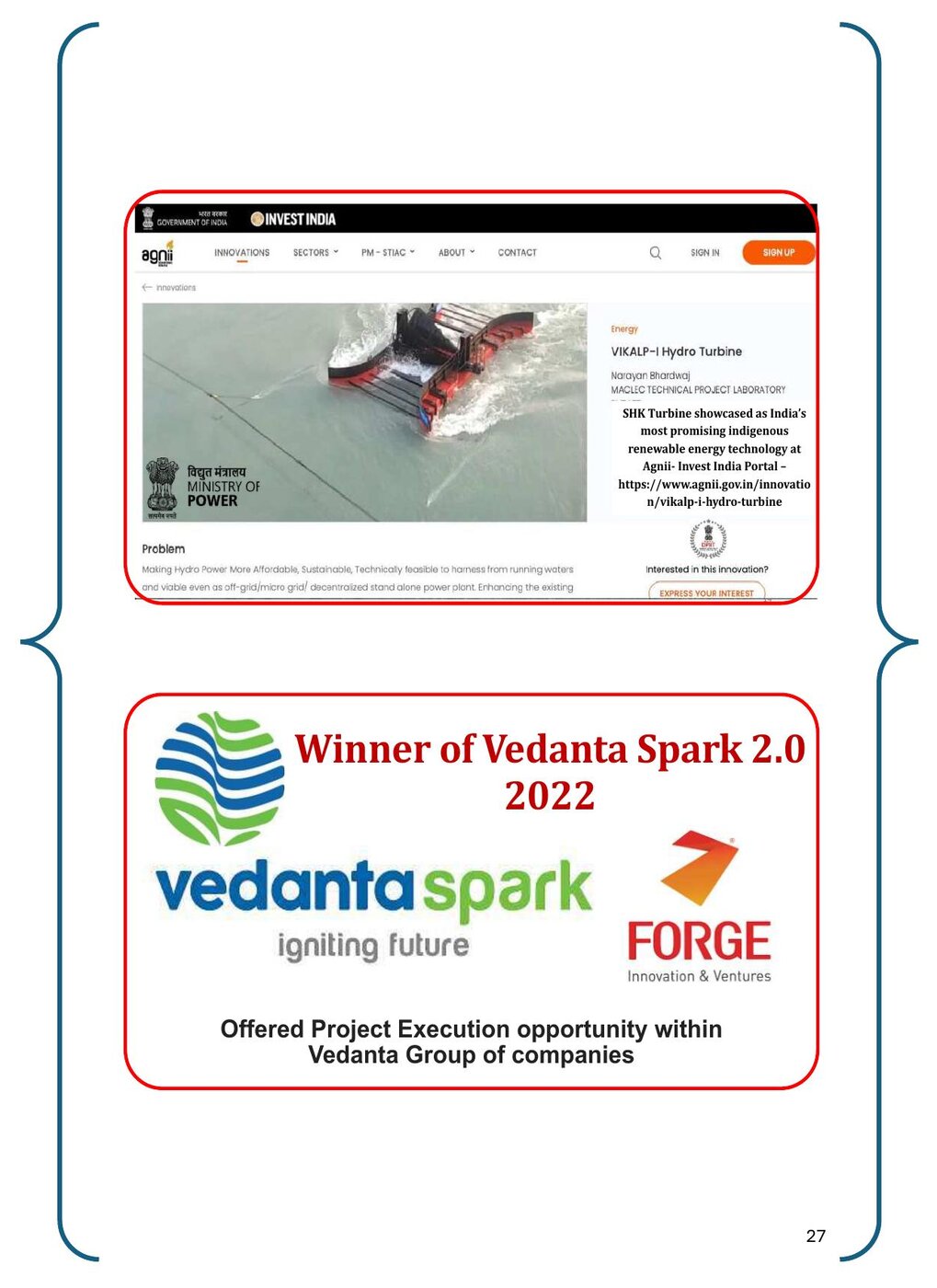 Agnii Invest India Portal showcase and Vedanta Spark 2.0 winner