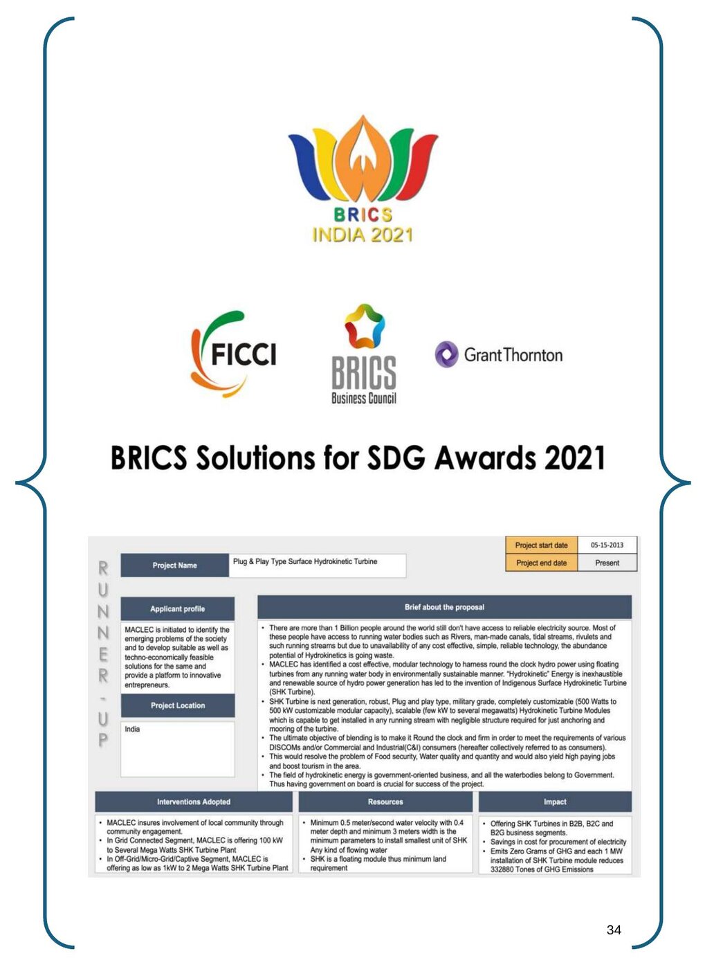BRICS Solutions for SDG Awards 2021 project detail